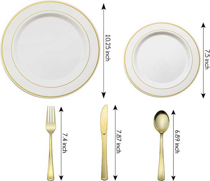 Exquisite 200 Piece Heavyweight Party Disposable Plastic Plates and Cutlery Set - Image 2