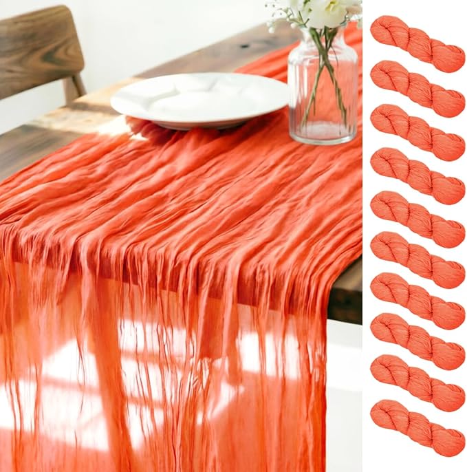 Orange Cheesecloth Table Runner 120 Inches 10 Pack Gauze Table Runner | Summer by LINXTAR