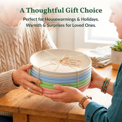 Deep Dinner Plates Set of 8 Unbreakable Wheat Straw Plates Plastic Reusable - Image 8