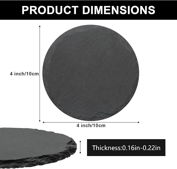 68 Pcs 4 Inch Round Black Slate Coasters Bulk - Image 2