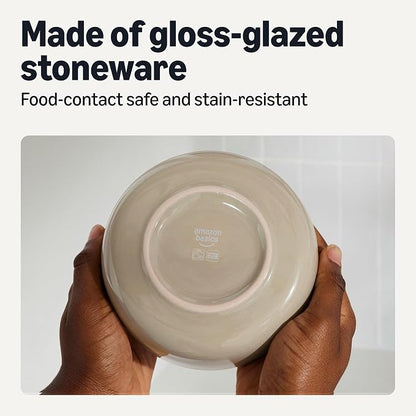 Amazon Basics Glazed Stoneware Bowls, 4-Piece Set, Microwave and Dishwasher-Safe - Image 3