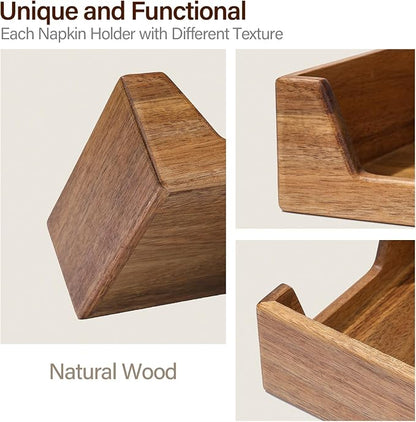 Cocktail Napkin Holder for 5.5 x 5.5 inch Napkin, Acacia Wood Napkin Holder | - Image 3