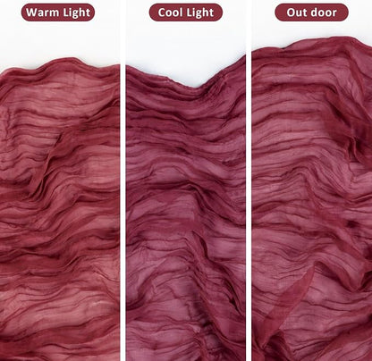 Cheesecloth Table Runner, 120 Inch 10 FT, Burgundy | 1 Pack, 35x120 Inches Boho - Image 5