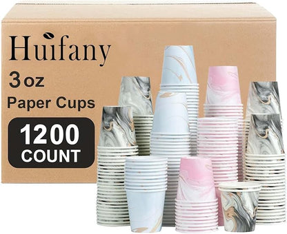 3oz Bathroom Paper Cups, 1200 Pack Small Disposable Cups | Mouthwash Cups by Huifany