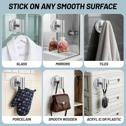 Large 15lb Suction Cup Hooks for Shower, No-Drill Bathroom Towel Hooks for Robes - Image 3