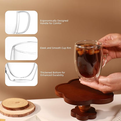 CNGLASS 6 Pack Double Walled Glass Coffee Mugs，12oz Clear Coffee Cups - Image 3