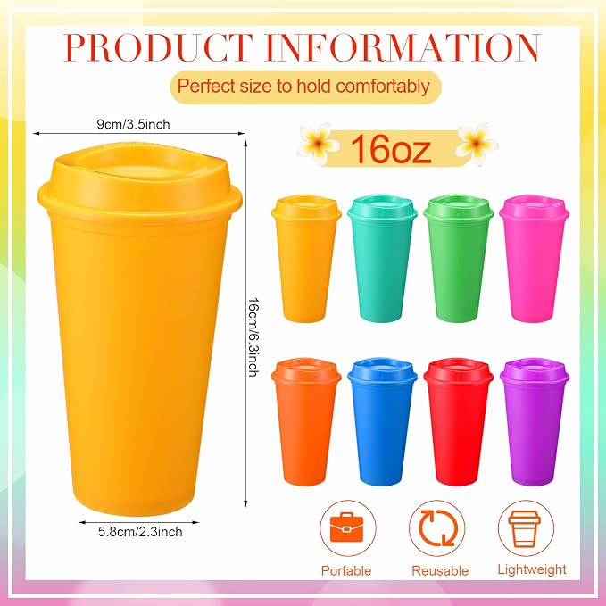 Honeydak 45 Pack 16 oz Reusable Coffee Cups - Image 4