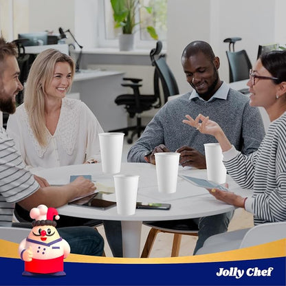 JOLLY CHEF 1000 Pack Disposable Paper Coffee Cups 16 oz | Hot Beverage Paper - Image 6