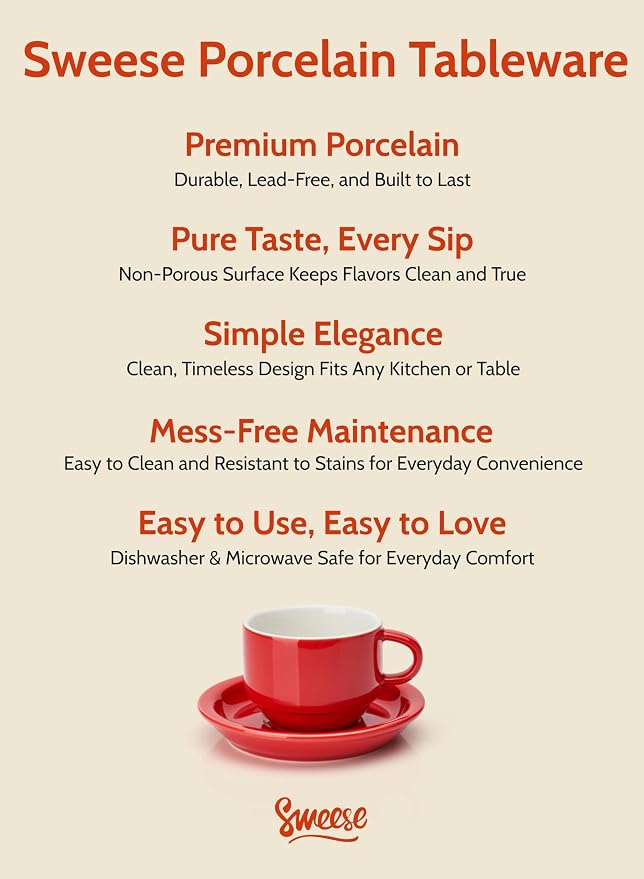 Sweese 8 Ounce Porcelain Stackable Cappuccino Cups - Image 7