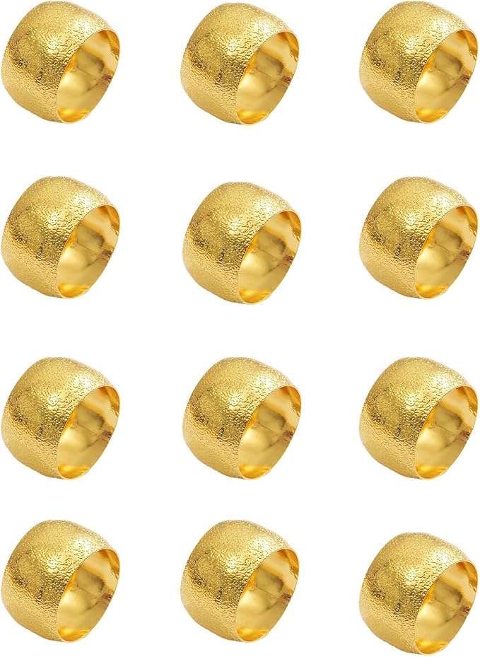 14K Gold Napkin Rings Set of 12, Metal Gold Napkins Rings Holder Buckles - Image 8
