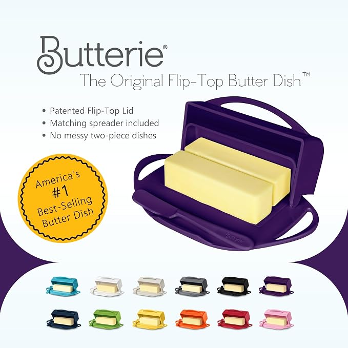 Flip Top Butter Dish with Attached Lid & Matching Knife, 2 Pack - Image 8