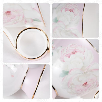 KAMMAK Tea Cups Set of 2, Ceramic Floral Pattern Demitasse Cup | Porcelain - Image 3