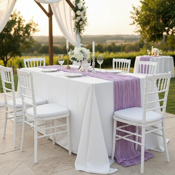 12 Pack Lilac Purple Cheesecloth Table Runner 120 Inch Boho Wedding Decor | - Image 8