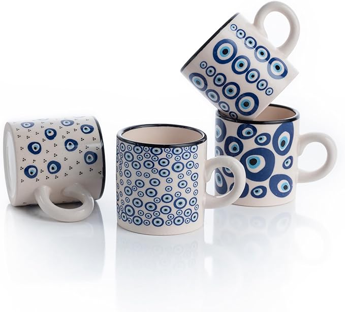 Ceramic Espresso Cups, 5 Oz Espresso Cups Set of 4, Handmade Espresso Cup by ELYESE