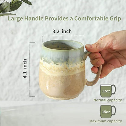 HASENSE Ceramic Coffee Mugs Set of 4, 16 oz Large Reactive Glaze Mugs | - Image 3