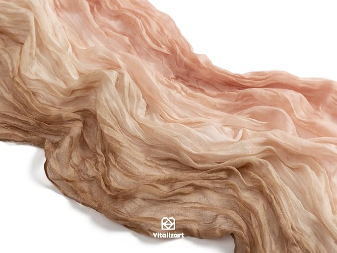 Vitalizart Cheesecloth Table Runner Pink Nude White 10ft Gauze Boho Rustic | - Image 3