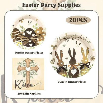 60 Pcs Happy Easter Plates and Napkins Party Supplie, Serves 20 | Easter Egg - Image 2