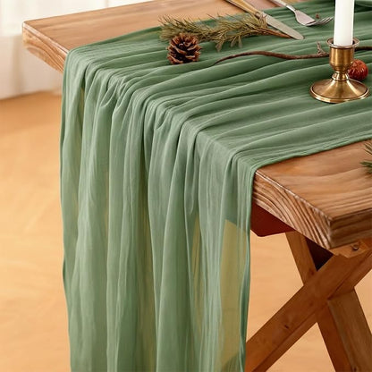 Cheesecloth Table Runner, 120 Inch 10 FT, Sage Green | 1 Pack, 35x120 Inches by Mkobon