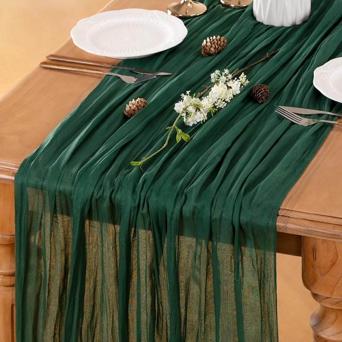 Emerald Green Cheesecloth Table Runner 10Ft 10 Pack Gauze Table Runner | Summer - Image 5