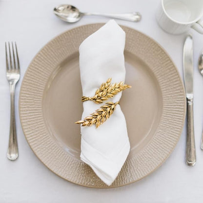 Napkin Rings 10Pcs Metal Gold Napkin Rings, Wheat Ear Shape Napkin Holder for Party, Family Dinner Wedding, Table Decorations (Gold, 10 Pcs)