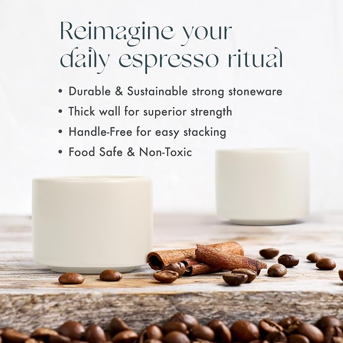 Folk Ceramics Leonard Ceramic Espresso Cups | Modern Stackable Demitasse Mugs - Image 2