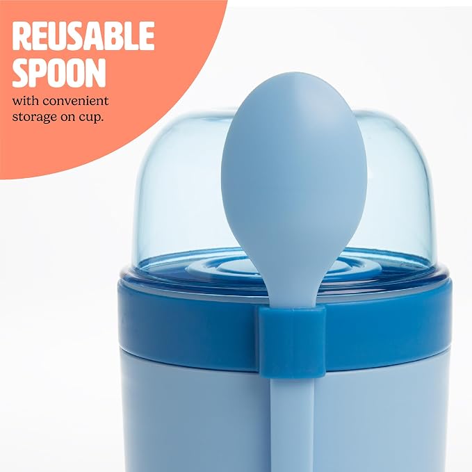 Tasty Travel Snack Cups with Spoons, On-The-Go Snacking, Divided Compartments - Image 5