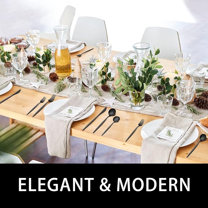 30-Piece Black Silverware Set, Flatware Set - Image 6