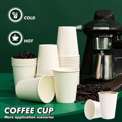 Coffee Cups 12 oz 100 Pack, Disposable Hot Paper Cups, Thickened Paper - Image 8