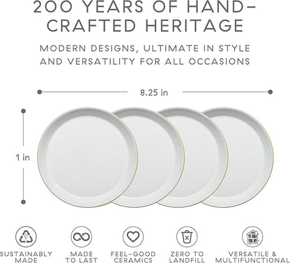 Denby - Impression Mixed Color Medium Plates Set of 4-8.25" Dishwasher Microwave Safe Crockery - Ceramic Stoneware Tableware Plates For Lunch & Salad - Pink, Cream, Blue & Black
