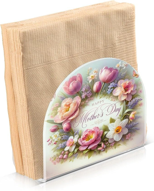 Napkin Holder Tulip Mother's Day Butterfly Crystal Clear Acrylic Napkin Holders, Paper Napkin Holder Dining Table Dispenser for Kitchen Restaurant Home Decor Bar Accessories