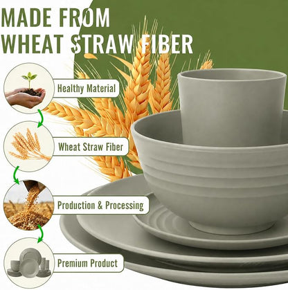 Unbreakable Wheat Straw Dinnerware Set 40 PCS - Image 9