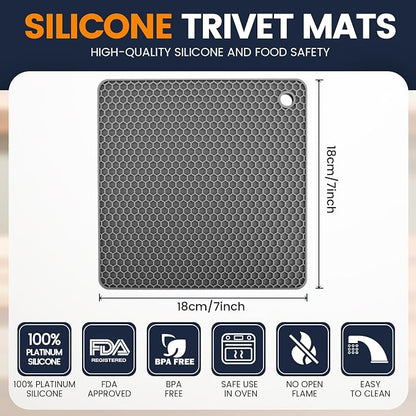 Silicone Trivet Mats 4 Heat Resistant Pot Holders Multipurpose Non-Slip Hot Pads - Image 2