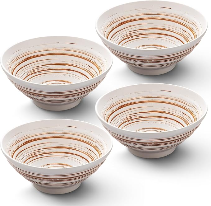 YUN TAO Ramen Bowl Set, 35 Oz Large White Ceramic Ramen Bowls Set of 4 by YUNTAO