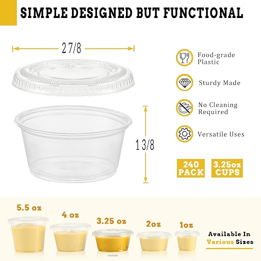 VITEVER Portion Cups With Lids, Small Plastic Containers with Lids, Airtight - Image 2