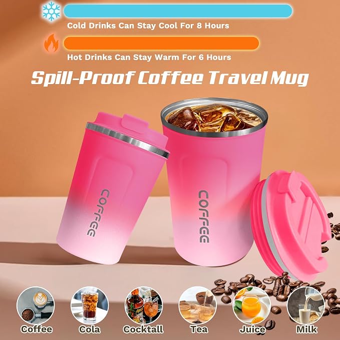 SPLMIFA Travel Coffee Mugs Leak-Proof, Reusable Coffee Cups - Image 2
