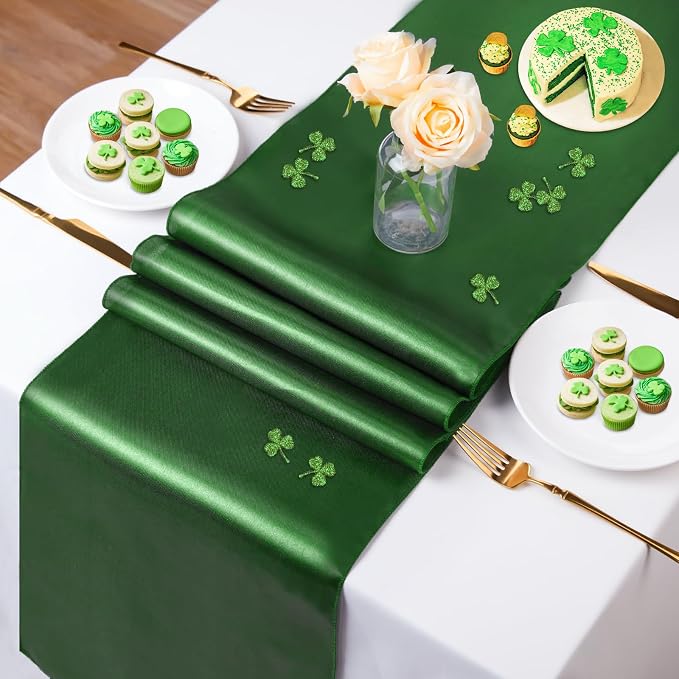 Forest Green Satin Table Runners 10 Pack 12x108 inch Silk Smooth Fabric | - Image 6
