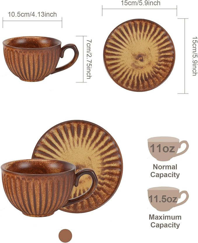 Vintage Design 11 oz Ceramic Latte Art Cappuccino Barista Cup - Image 2