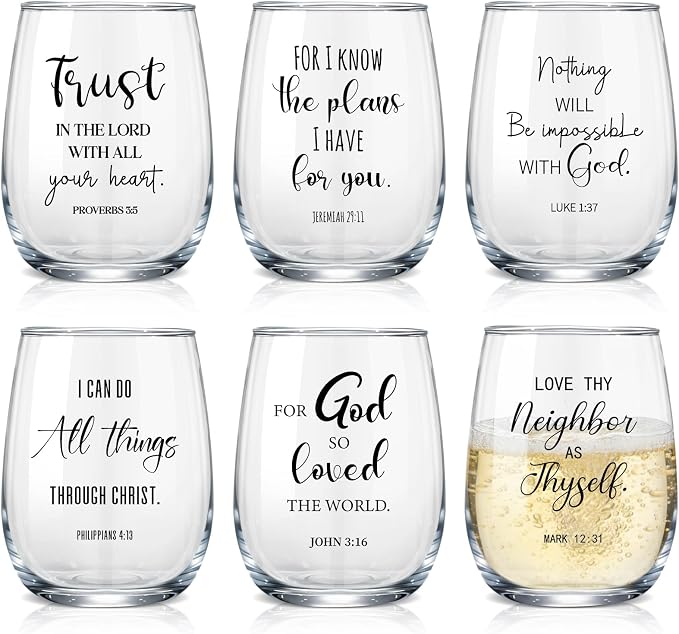 6 Sets Fathers Day Christian Funny Wine Glasses Gifts by Unknown