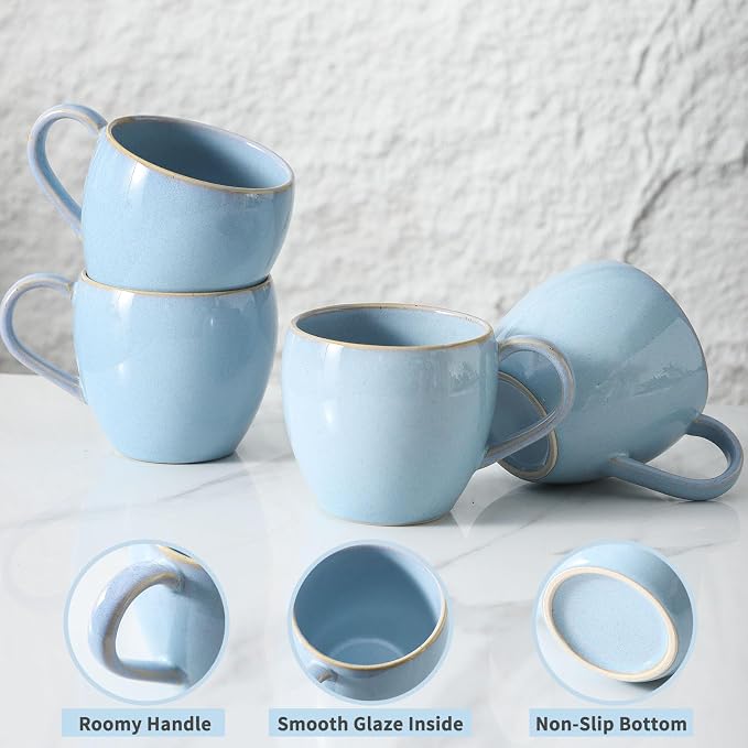 Coffee Mugs Set of 4, Stoneware 16 Oz Coffee Mugs - Image 5