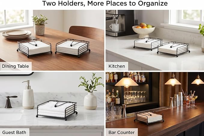 2Pack Napkin Holder for Table, Flat Napkin Dispenser - Image 2