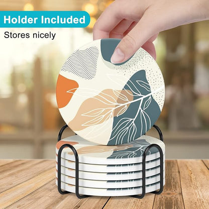 Coasters for Drinks, Kitchen Home Decor Housewarming Gift, Round 4 in - Image 5