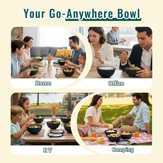 Wheat Straw Bowls Sets of 8, 40 OZ Unbreakable Salad Bowl - Image 7
