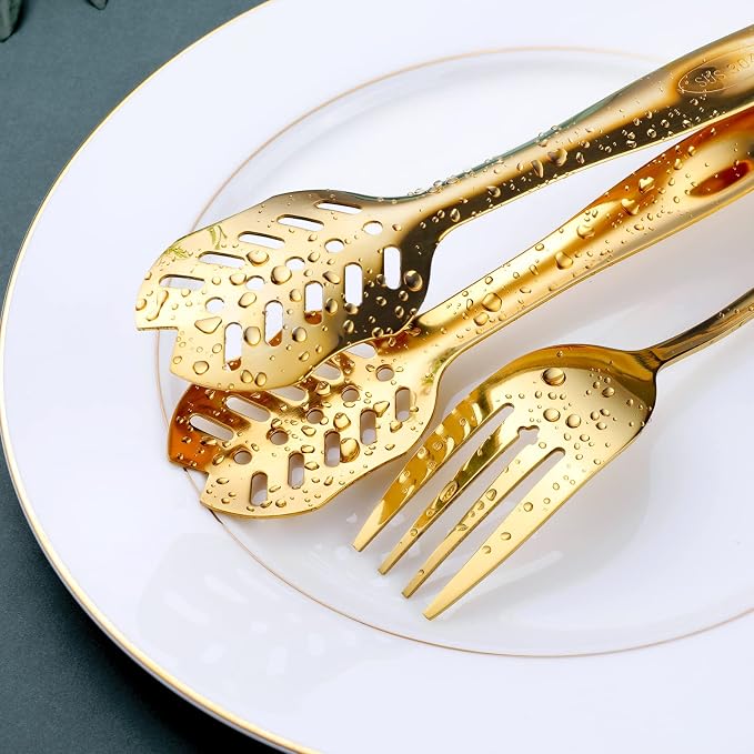 Gold Serving Utensils, OGORI 12-Piece Stainless Steel Serving Utensils Include - Image 5