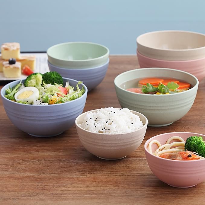 8 OZ Small Bowls Set Cereal Bowls Wheat Straw Bowl Assorted Color Dessert Bowls - Image 4