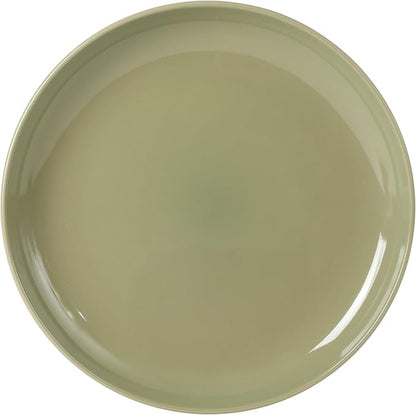 Gibson Home Rockaway 12 Piece Plates and Bowls Matte Outside/Shiny Inside Glaze Service for 4 Dinnerware Set - Green - Dishwasher and Microwave Safe