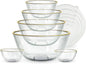 COOK WITH COLOR 12 Pc Glass Mixing Bowl Set with Lids – Borosilicate Glass Nesting Bowls for Cooking, Baking and Meal Prep, Gold Rim