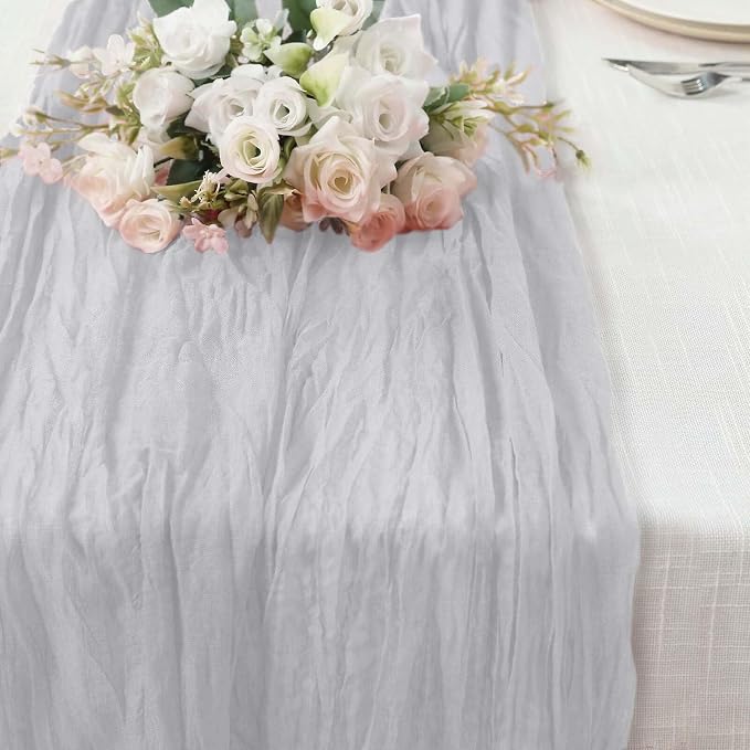 Efavormart 10ft Silver Cheesecloth Table Runner - Image 7