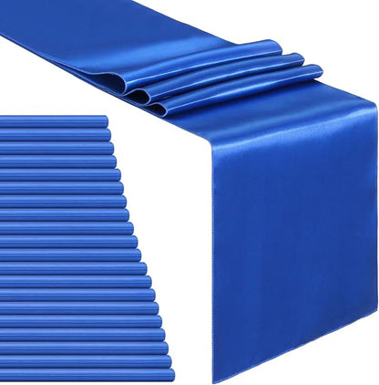 Navy Table Runners 20 Pack 12x108 inch Silk Satin Smooth Fabric | Satin Table by B-COOL
