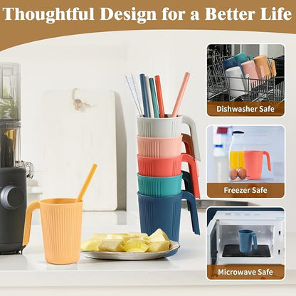 Wheat Straw Coffee Mugs 6-Pack– Unbreakable & Lightweight Cups, 12oz Stackable - Image 5