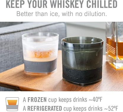Host Whiskey Freeze Glasses, Double Old Fashioned Glasses, Chill Without Dilution for Bourbon, Vodka, Cold Brew Cocktails, Bourbon Gifts for Men, Gifts for Dad, Home Bar, 9 oz, Set of 2, Olive Green